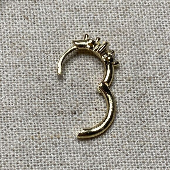 💛 18k Vermeil Opal & CZ Single Hoop Earring - Picture 5 of 6